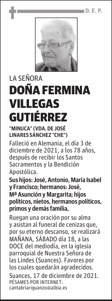 DOÑA FERMINA VILLEGAS GUTIÉRREZ