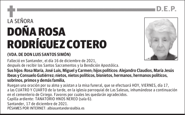 DOÑA ROSA RODRÍGUEZ COTERO