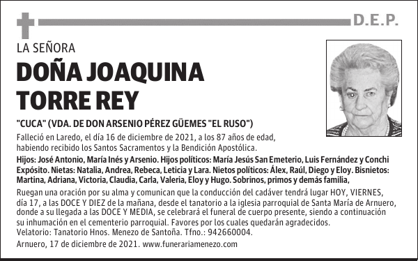 DOÑA JOAQUINA TORRE REY