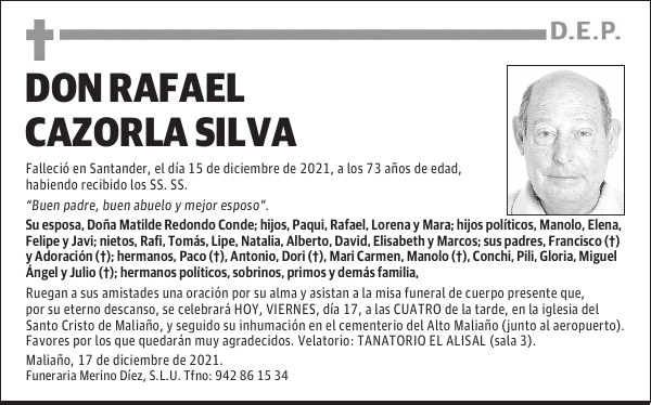 DON RAFAEL CAZORLA SILVA