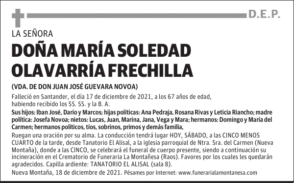 DOÑA MARÍA SOLEDAD OLAVARRÍA FRECHILLA