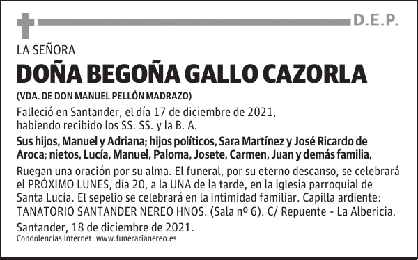 DOÑA BEGOÑA GALLO CAZORLA