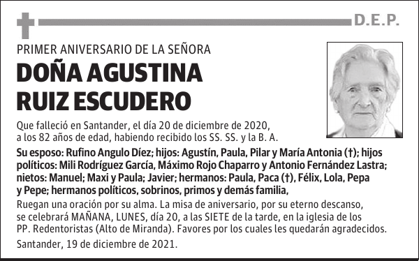 DOÑA AGUSTINA RUIZ ESCUDERO