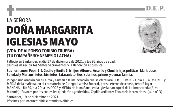 DOÑA MARGARITA IGLESIAS MAYO