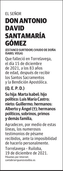 DON ANTONIO DAVID SANTAMARÍA GÓMEZ
