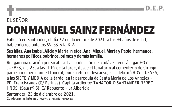 DON MANUEL SAINZ FERNÁNDEZ
