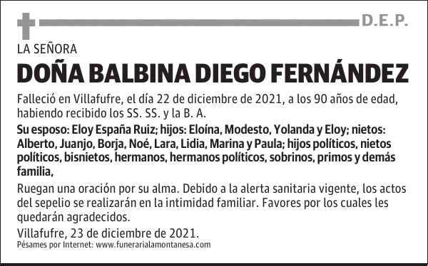 DOÑA BALBINA DIEGO FERNÁNDEZ