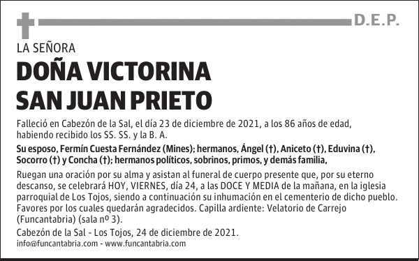 DOÑA VICTORINA SAN JUAN PRIETO