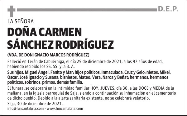 DOÑA CARMEN SÁNCHEZ RODRÍGUEZ