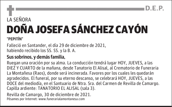 DOÑA JOSEFA SÁNCHEZ CAYÓN