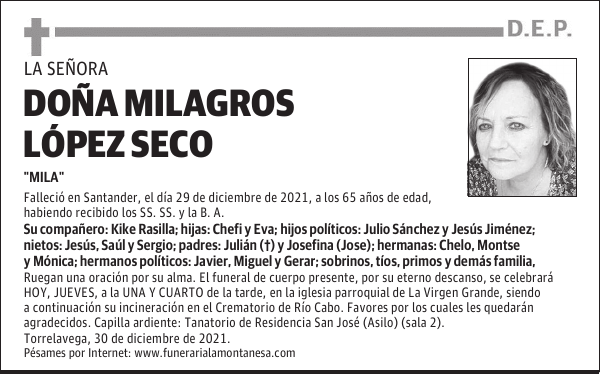 DOÑA MILAGROS LÓPEZ SECO