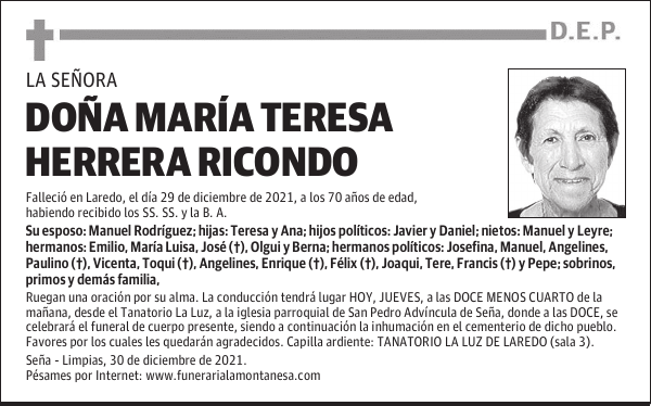 DOÑA MARÍA TERESA HERRERA RICONDO