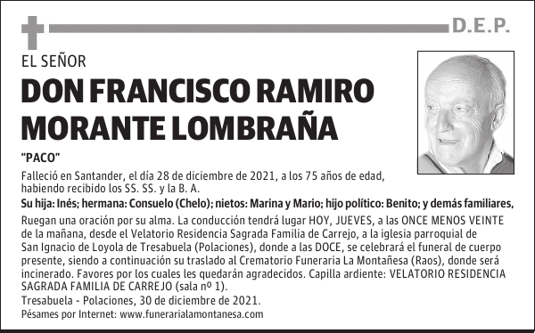 DON FRANCISCO RAMIRO MORANTE LOMBRAÑA
