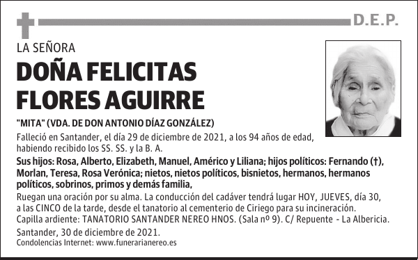 DOÑA FELICITAS FLORES AGUIRRE