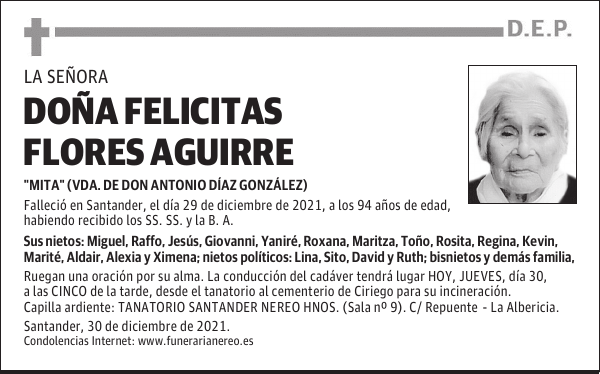 DOÑA FELICITAS FLORES AGUIRRE