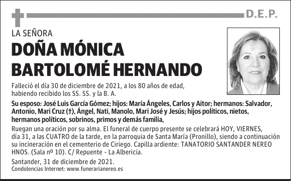 DOÑA MÓNICA BARTOLOMÉ HERNANDO