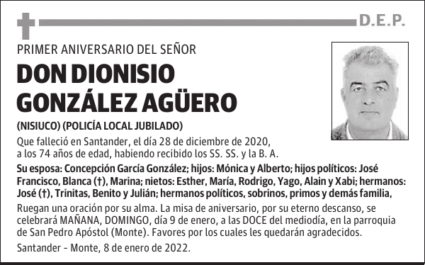 DON DIONISIO GONZÁLEZ AGÜERO