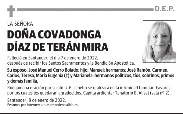 DOÑA COVADONGA DÍAZ DE TERÁN MIRA