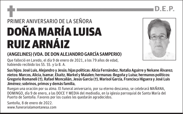 DOÑA MARÍA LUISA RUIZ ARNÁIZ