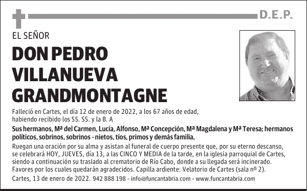 DON PEDRO VILLANUEVA GRANDMONTAGNE