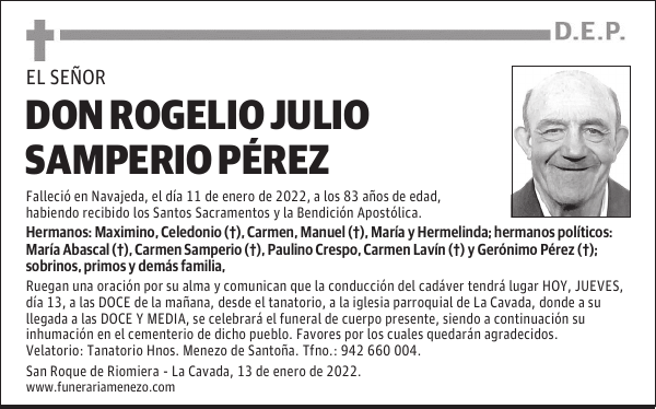 DON ROGELIO JULIO SAMPERIO PÉREZ