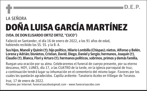 DOÑA LUISA GARCÍA MARTÍNEZ