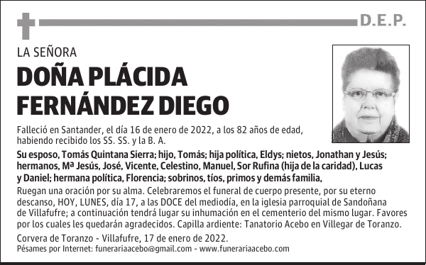 DOÑA PLÁCIDA FERNÁNDEZ DIEGO