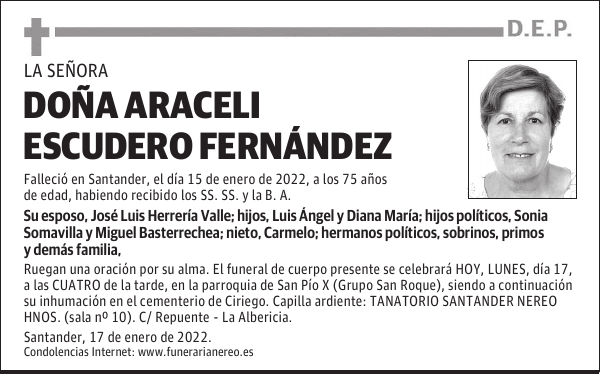 DOÑA ARACELI ESCUDERO FERNÁNDEZ
