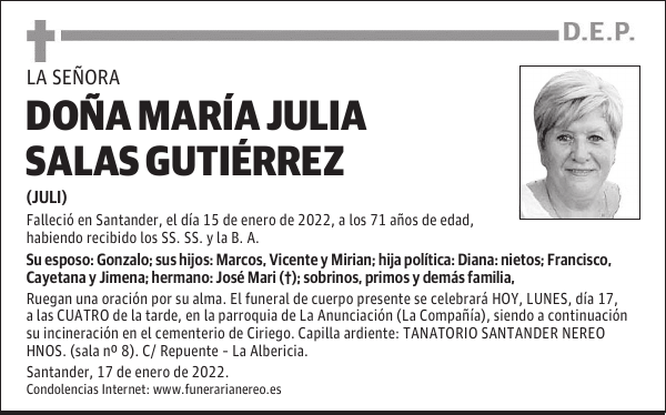 DOÑA MARÍA JULIA SALAS GUTIÉRREZ