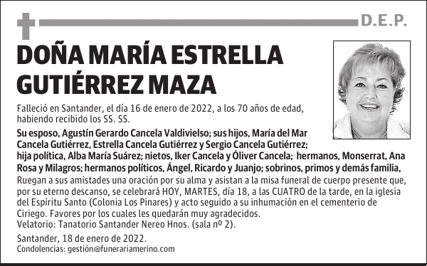 DOÑA MARÍA ESTRELLA GUTIÉRREZ MAZA