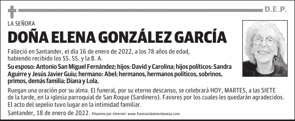 DOÑA ELENA GONZÁLEZ GARCÍA