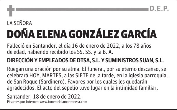 DOÑA ELENA GONZÁLEZ GARCÍA