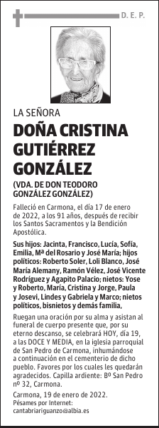 DOÑA CRISTINA GUTIÉRREZ GONZÁLEZ