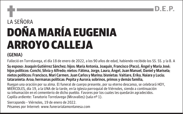 DOÑA MARÍA EUGENIA ARROYO CALLEJA