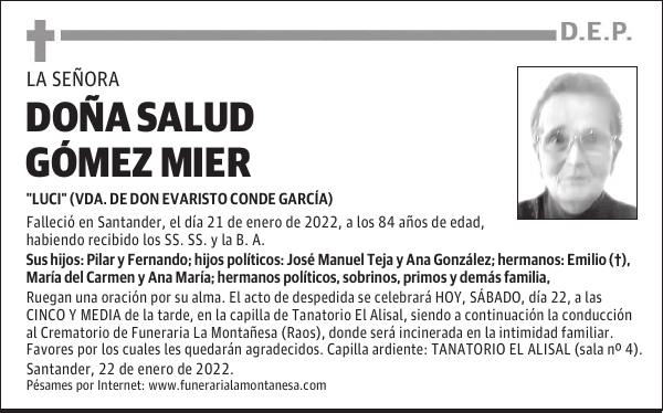 DOÑA SALUD GÓMEZ MIER