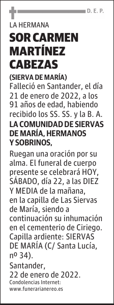 SOR CARMEN MARTÍNEZ CABEZAS