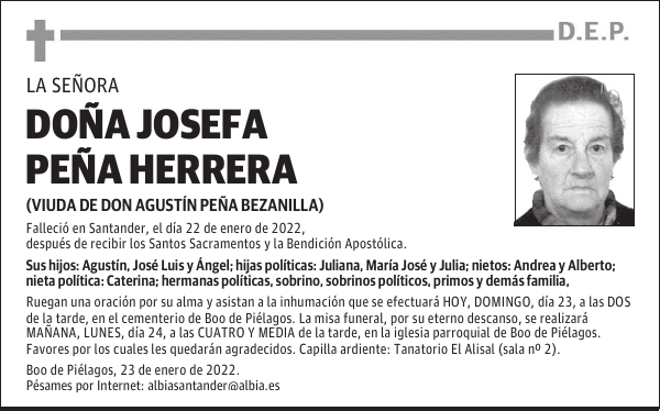 DOÑA JOSEFA PEÑA HERRERA