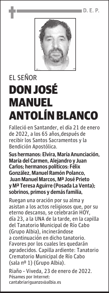 DON JOSÉ MANUEL ANTOLÍN BLANCO