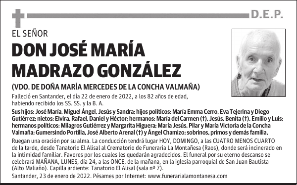 DON JOSÉ MARÍA MADRAZO GONZÁLEZ