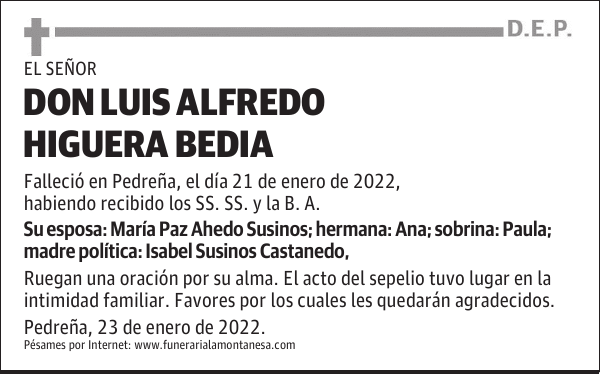 DON LUIS ALFREDO HIGUERA BEDIA