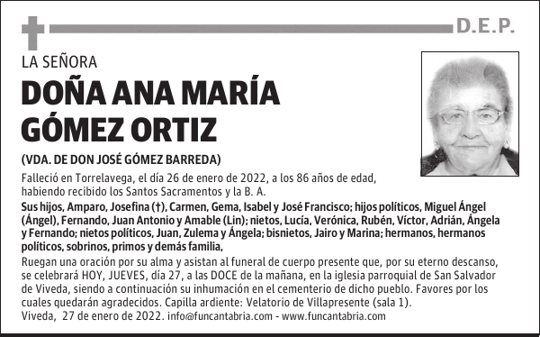 DOÑA ANA MARÍA GÓMEZ ORTIZ