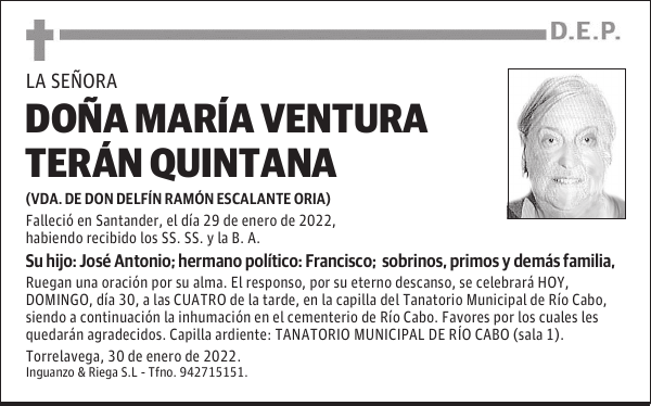 DOÑA MARÍA VENTURA TERÁN QUINTANA