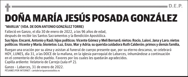 DOÑA MARÍA JESÚS POSADA GONZÁLEZ