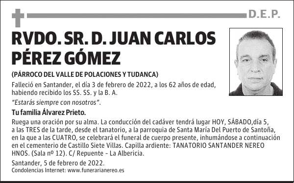 RVDO. SR. D. JUAN CARLOS PÉREZ GÓMEZ