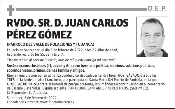RVDO. SR. D. JUAN CARLOS PÉREZ GÓMEZ
