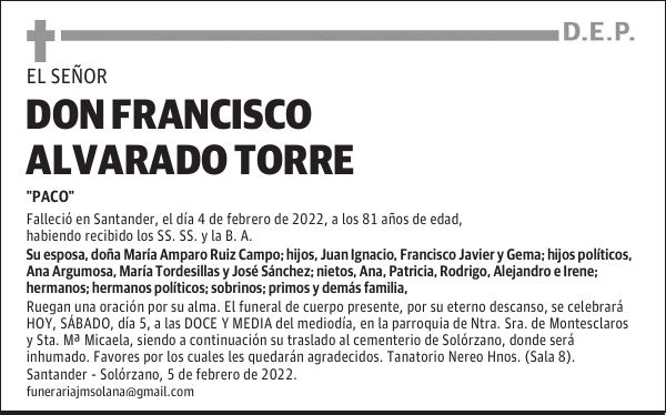 DON FRANCISCO ALVARADO TORRE