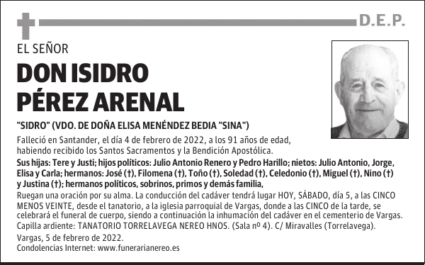 DON ISIDRO PÉREZ ARENAL