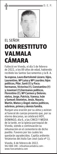 DON RESTITUTO VALMALA CÁMARA