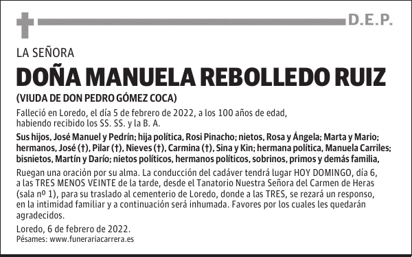 DOÑA MANUELA REBOLLEDO RUIZ