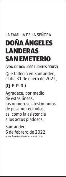 DOÑA ÁNGELES LANDERAS SAN EMETERIO